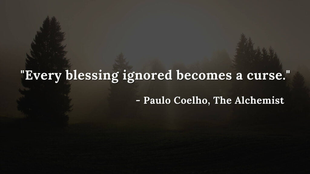 Every blessing ignored becomes a curse. - Paulo coelho, The alchemist quotes